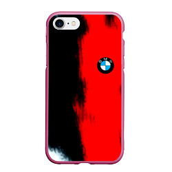 Чехол iPhone 7/8 матовый Bmw sport colors, цвет: 3D-малиновый