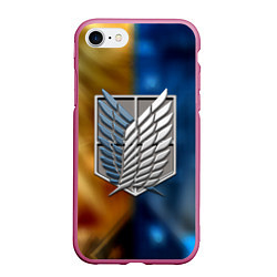 Чехол iPhone 7/8 матовый Атака титанов битва, цвет: 3D-малиновый