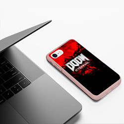 Чехол iPhone 7/8 матовый Doom blood game, цвет: 3D-светло-розовый — фото 2