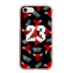 Чехол iPhone 7/8 матовый Basketball jordan logo, цвет: 3D-светло-розовый