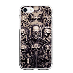 Чехол iPhone 7/8 матовый Татуировка черепов, цвет: 3D-белый