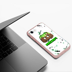 Чехол iPhone 7/8 матовый Minecraft online pc, цвет: 3D-светло-розовый — фото 2