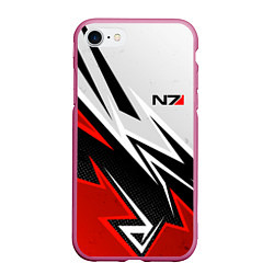 Чехол iPhone 7/8 матовый N7 mass effect - white and red, цвет: 3D-малиновый