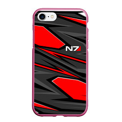 Чехол iPhone 7/8 матовый Mass Effect - черно-белый, цвет: 3D-малиновый