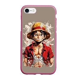 Чехол iPhone 7/8 матовый Монки Ди Руфи - One Piece, цвет: 3D-малиновый