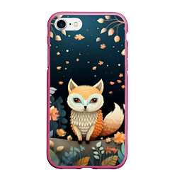 Чехол iPhone 7/8 матовый Фэнтезийная лисичка в лесу фолк-арт, цвет: 3D-малиновый