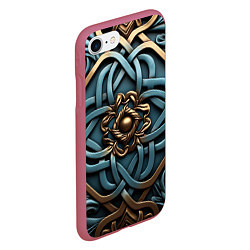 Чехол iPhone 7/8 матовый Симметричный орнамент в кельтской стилистике, цвет: 3D-малиновый — фото 2