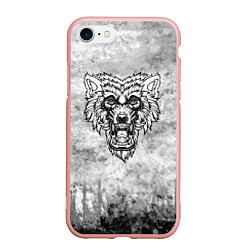 Чехол iPhone 7/8 матовый Texture - Злой волк, цвет: 3D-светло-розовый