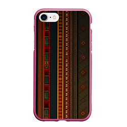Чехол iPhone 7/8 матовый Этнический узор в вертикальную полоску, цвет: 3D-малиновый