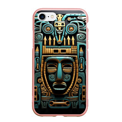 Чехол iPhone 7/8 матовый Орнамент с маской в египетском стиле, цвет: 3D-светло-розовый