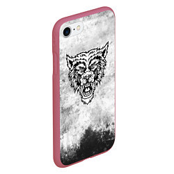 Чехол iPhone 7/8 матовый Texture - разозленный волк, цвет: 3D-малиновый — фото 2