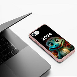 Чехол iPhone 7/8 матовый Дракон символ года 2024, цвет: 3D-светло-розовый — фото 2