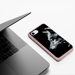 Чехол iPhone 7/8 матовый Дымный волк, цвет: 3D-светло-розовый — фото 2