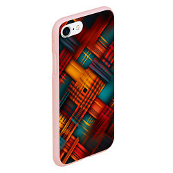 Чехол iPhone 7/8 матовый Разноцветная клетка в шотландском стиле, цвет: 3D-светло-розовый — фото 2