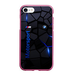 Чехол iPhone 7/8 матовый BMW - плиты с эффектом свечения, цвет: 3D-малиновый
