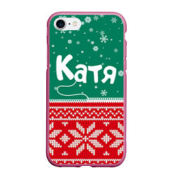 Чехол iPhone 7/8 матовый Катя новогодняя, цвет: 3D-малиновый