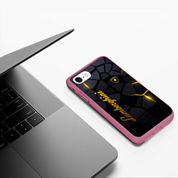 Чехол iPhone 7/8 матовый Lamborghini - плиты с эффектом свечения, цвет: 3D-малиновый — фото 2