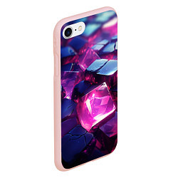 Чехол iPhone 7/8 матовый Фиолетовые прозрачные кубики, цвет: 3D-светло-розовый — фото 2