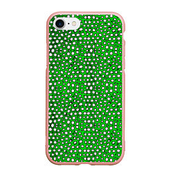 Чехол iPhone 7/8 матовый Белые пузырьки на зелёном фоне, цвет: 3D-светло-розовый