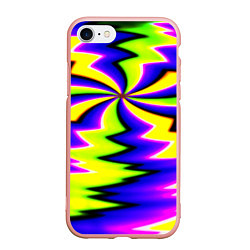 Чехол iPhone 7/8 матовый Неоновая фрактальная абстракция, цвет: 3D-светло-розовый