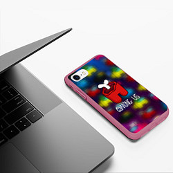 Чехол iPhone 7/8 матовый Among us space game, цвет: 3D-малиновый — фото 2