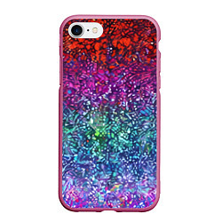Чехол iPhone 7/8 матовый Разноцветные узоры красные синие и фиолетовые, цвет: 3D-малиновый