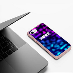 Чехол iPhone 7/8 матовый Фортнайт неоновые логотипы, цвет: 3D-светло-розовый — фото 2