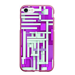 Чехол iPhone 7/8 матовый Полосы на фиолетовом фоне, цвет: 3D-малиновый