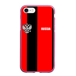 Чехол iPhone 7/8 матовый Красный и черный - герб РФ, цвет: 3D-малиновый