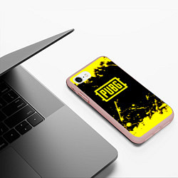 Чехол iPhone 7/8 матовый PUBG online yellow, цвет: 3D-светло-розовый — фото 2