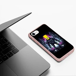 Чехол iPhone 7/8 матовый Cool Bart Simpson - cyberpunk - ai art, цвет: 3D-светло-розовый — фото 2