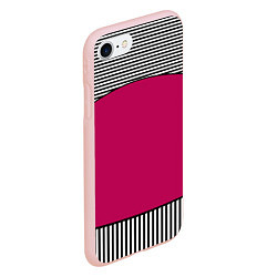 Чехол iPhone 7/8 матовый Узор из красного и черно-белых полос, цвет: 3D-светло-розовый — фото 2