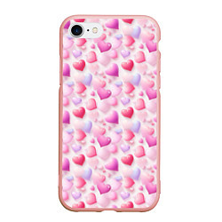 Чехол iPhone 7/8 матовый Любовь в каждом сердце, цвет: 3D-светло-розовый