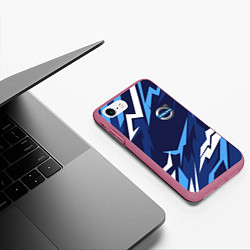 Чехол iPhone 7/8 матовый Вольво - синяя абстракция, цвет: 3D-малиновый — фото 2