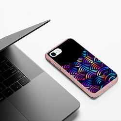 Чехол iPhone 7/8 матовый Чёрный берег и рябь на волнах, цвет: 3D-светло-розовый — фото 2