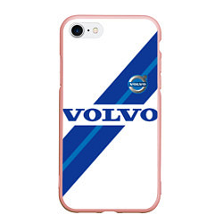 Чехол iPhone 7/8 матовый Volvo - white and blue, цвет: 3D-светло-розовый