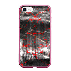 Чехол iPhone 7/8 матовый Красные узоры, цвет: 3D-малиновый