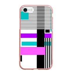 Чехол iPhone 7/8 матовый Геометрический узор в стиле пэчворк, цвет: 3D-светло-розовый