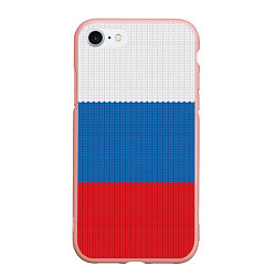 Чехол iPhone 7/8 матовый Вязаный российский флаг, цвет: 3D-светло-розовый