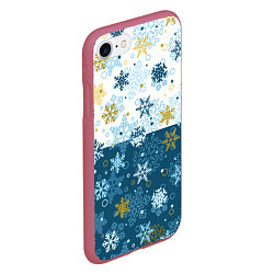 Чехол iPhone 7/8 матовый Снежинки новогодние, цвет: 3D-малиновый — фото 2