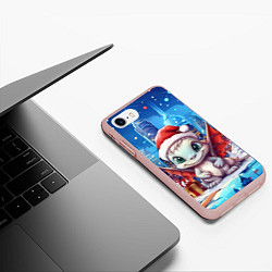 Чехол iPhone 7/8 матовый Дракон снежное пламя, цвет: 3D-светло-розовый — фото 2