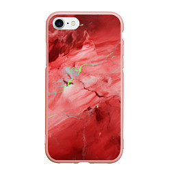Чехол iPhone 7/8 матовый Красный мрамор, цвет: 3D-светло-розовый