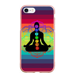 Чехол iPhone 7/8 матовый Символ кундалини йоги - чакры исцеления, цвет: 3D-светло-розовый