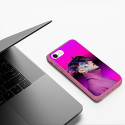 Чехол iPhone 7/8 матовый Lil Peep фиолетовый лук, цвет: 3D-малиновый — фото 2