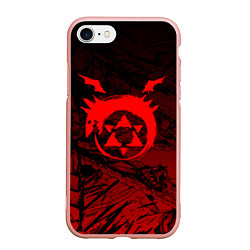 Чехол iPhone 7/8 матовый Красный знак уроборос - Стальной алхимик, цвет: 3D-светло-розовый