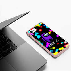Чехол iPhone 7/8 матовый Among us blink neon, цвет: 3D-светло-розовый — фото 2