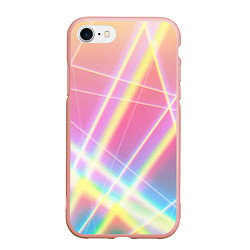 Чехол iPhone 7/8 матовый Хаотичные неоновые линии, цвет: 3D-светло-розовый