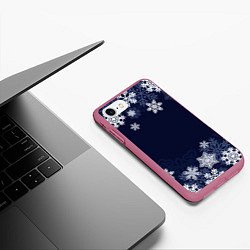Чехол iPhone 7/8 матовый Воздушные снежинки, цвет: 3D-малиновый — фото 2