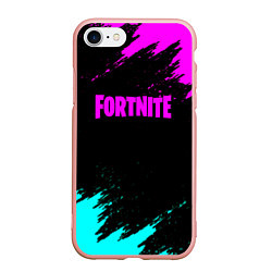 Чехол iPhone 7/8 матовый Fortnite краски неоновые стиль, цвет: 3D-светло-розовый