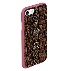 Чехол iPhone 7/8 матовый Волнистый этнический орнамент, цвет: 3D-малиновый — фото 2